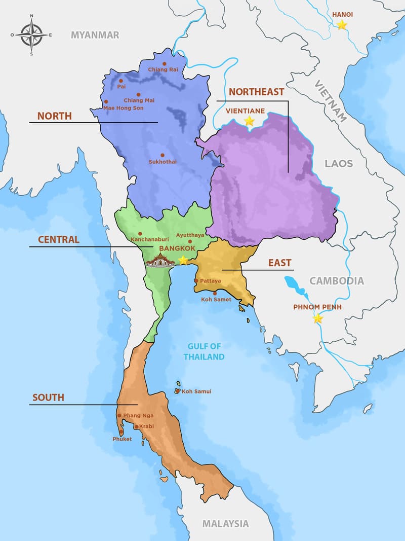 Mappa della Thailandia