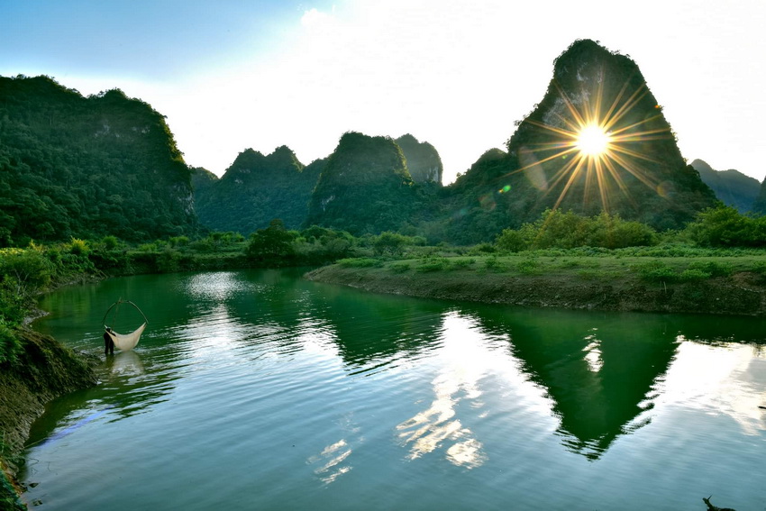 Mount Mat Than in Cao Bang, Vietnam, transforms into a lake during the rainy season.