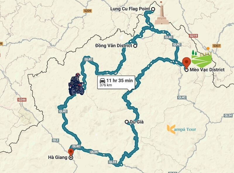 Mappa dell’Ha Giang Loop