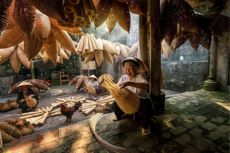 Villaggio di tessitura del bambù di Phu Vinh