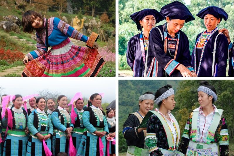 Da sinistra a destra - Dall'alto verso il basso (Hmong Fiori - Hmong Nero - Hmong Verde - Hmong Bianco)