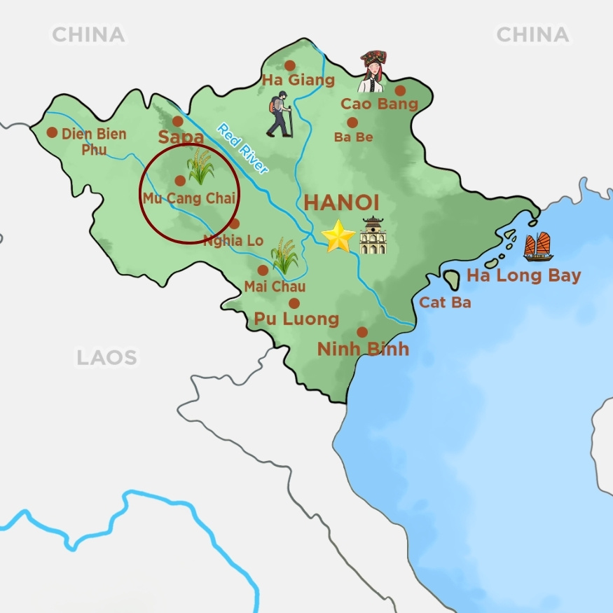 Mu Cang Chai si trova nel nord-ovest del Vietnam.