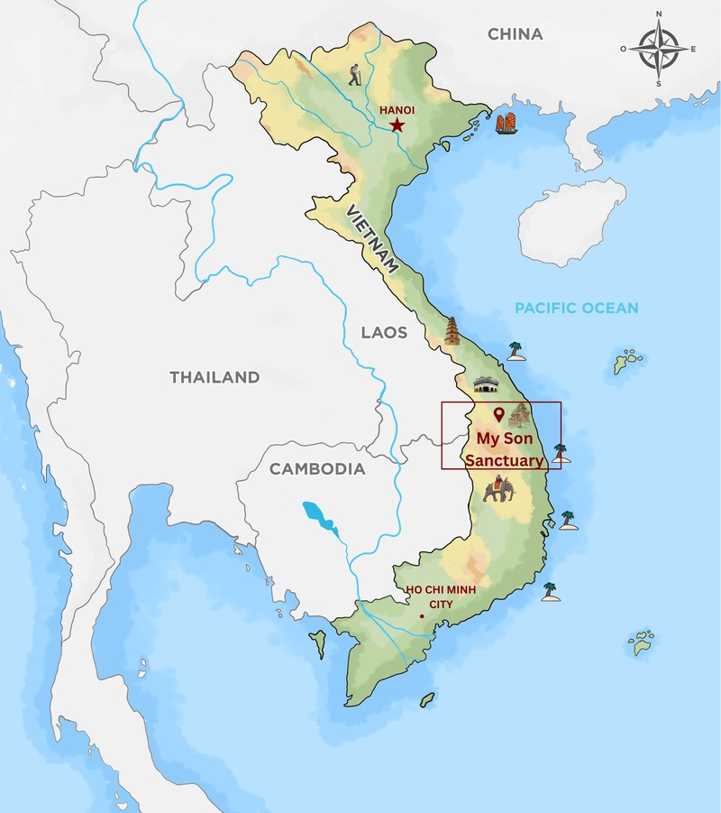 Il Santuario di My Son si trova nella regione centrale del Vietnam