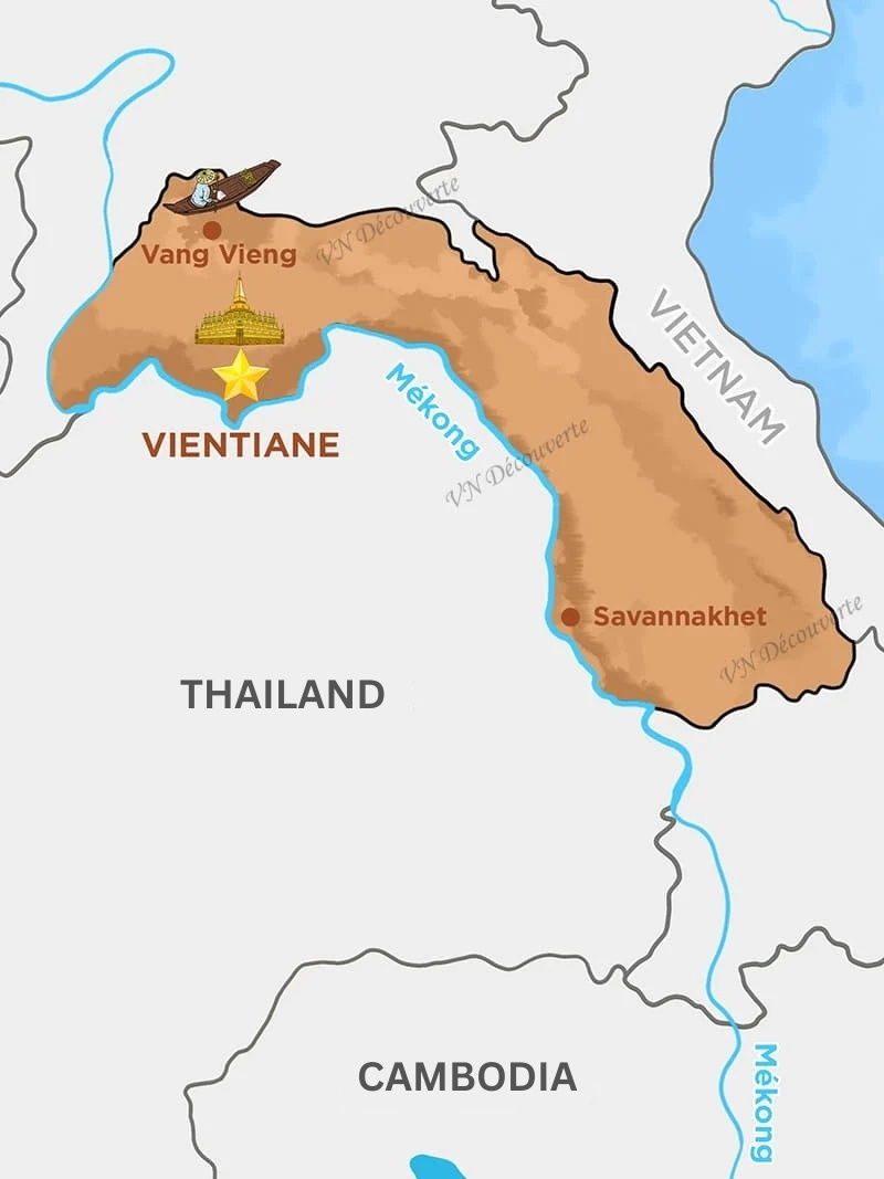 Mappa del Laos Centrale